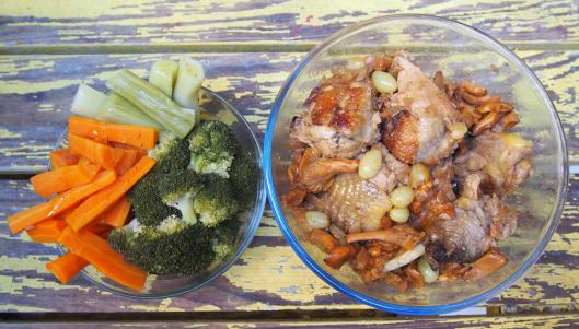 pintade-girolle-raisin-légumes-combinaisons alimentaires-sans gluten