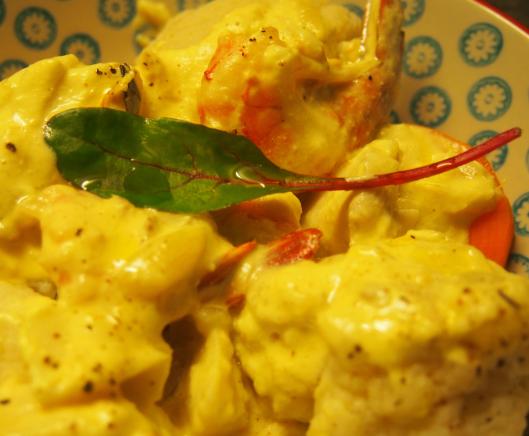 crevette-dos de cabillaud-crème de coco-feuilles de curry-caloupilé-Narbonne-combinaisons alimentaires-sans gluten